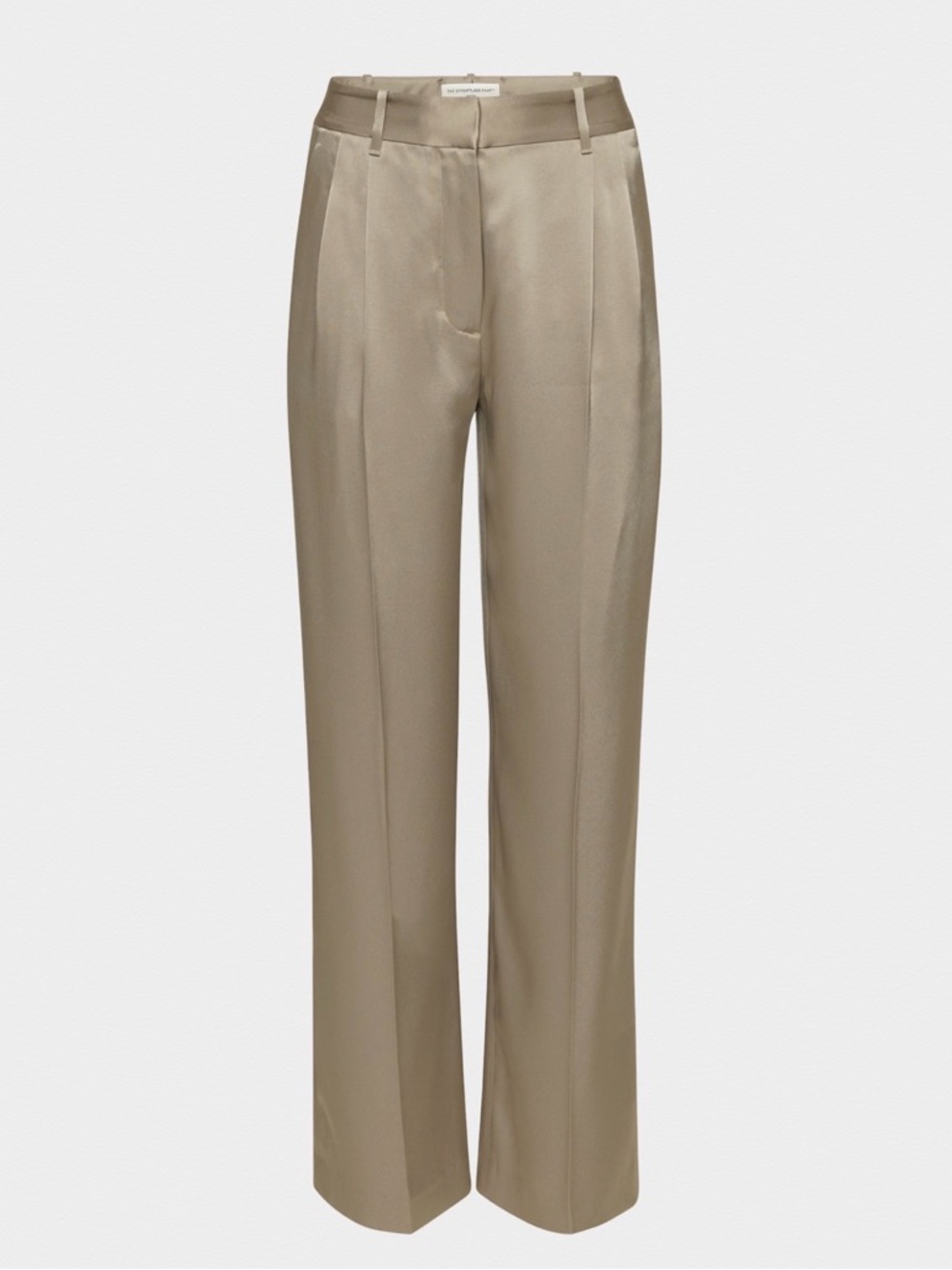 Aritzia Effortless Pants in Nomad Taupe Satin Wide Leg Trousers Size 12 - Picture 9 of 10